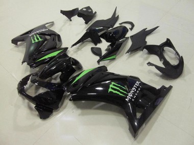 Schwarz Grün Monster Energie 08-12 Kawasaki ZX250R Motorrad Verkleidung