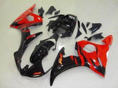 Schwarz rote Flamme 03-05 Yamaha YZF R6 Motorrad Verkleidungen