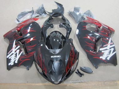 Schwarz rote Flamme 96-07 Suzuki GSXR 1300 Hayabusa Motorrad Vollverkleidung