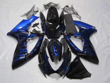 Schwarze Blau Flamme 06-07 Suzuki GSXR 750 Motorrad Verkleidung